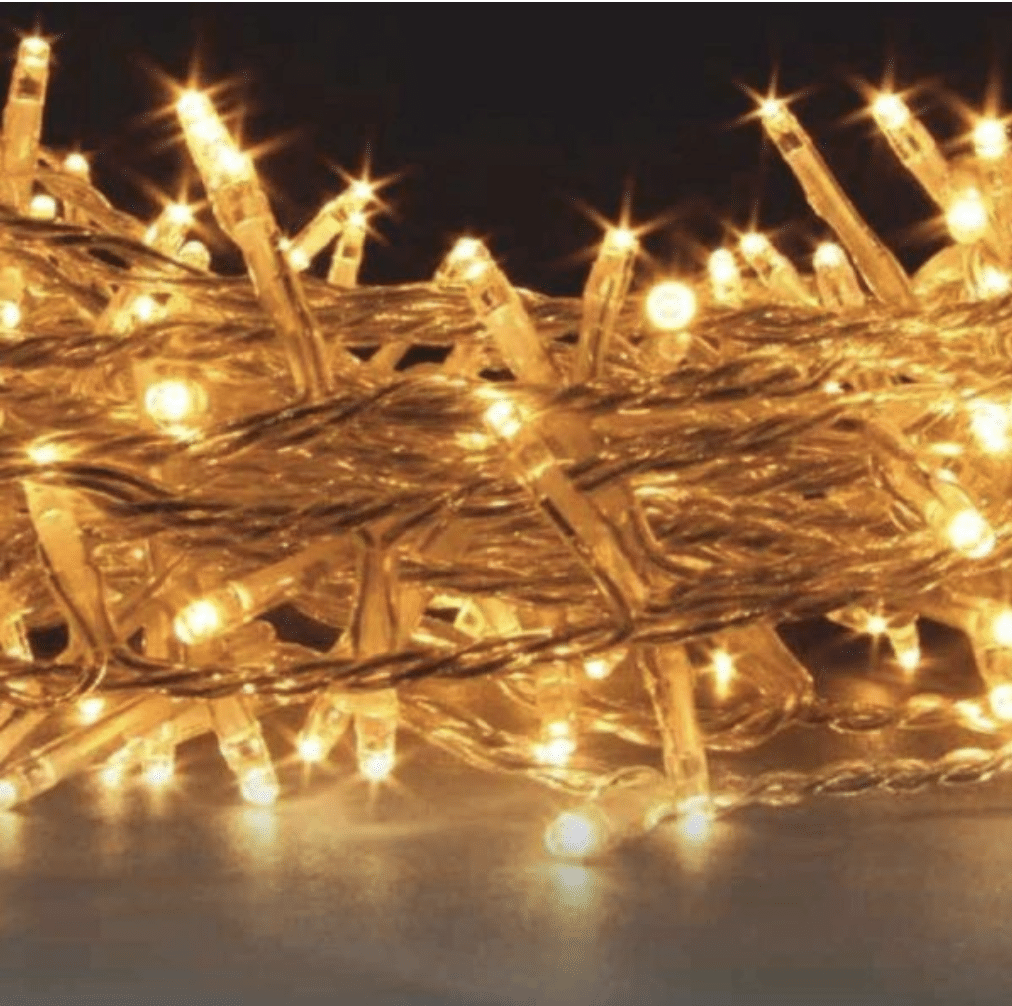 Коледен LED гирлянд – 100  бели оризови лампички - топла светлина