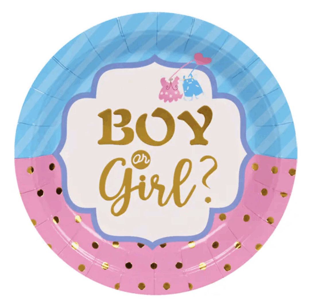 Парти чинии „Boy or Girl?“ – 23 см (Gender Reveal)