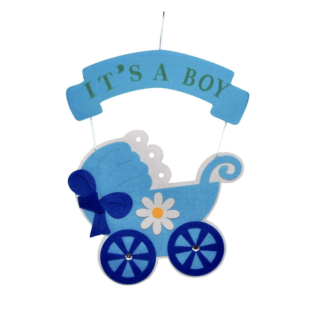Декоративна апликация „It’s a Boy“ с бебешка количка – 48 см