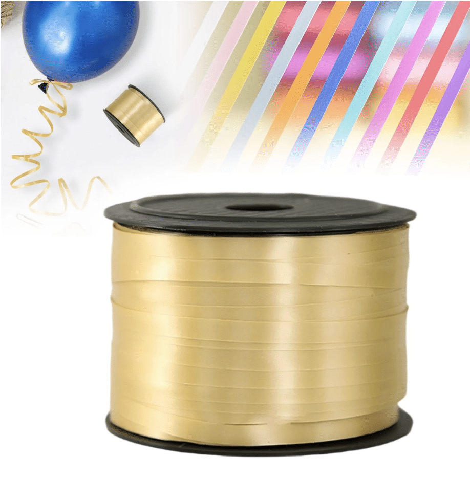 Лента за балони и подаръци на макара – 100 метра златна