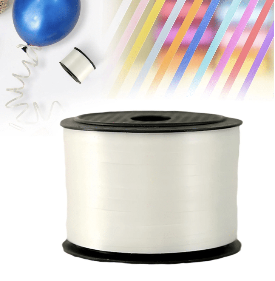 Лента за балони и подаръци на макара – 100 метра бяла