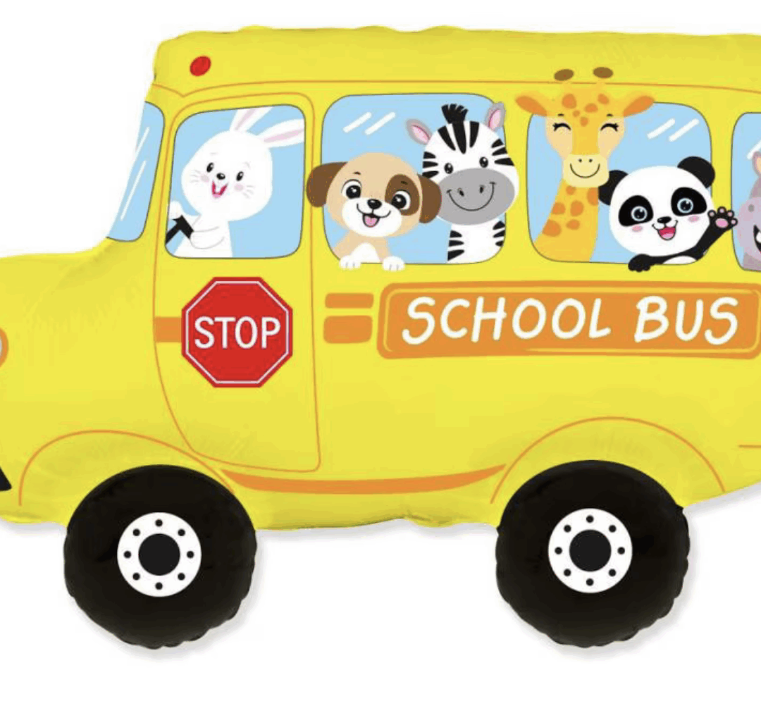 Фолиев балон Училищен автобус „School Bus“ с животни