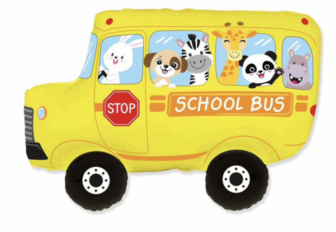 Фолиев балон Училищен автобус „School Bus“ с животни