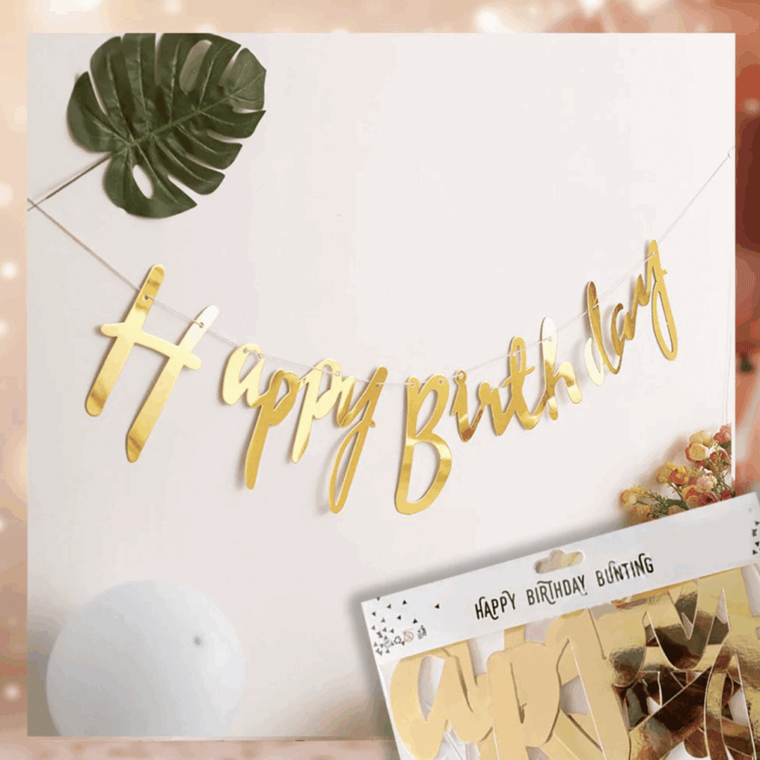 Банер за рожден ден Happy Birthday 2.00 м - Super Gold