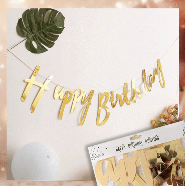Банер за рожден ден Happy Birthday 2.00 м - Super Gold