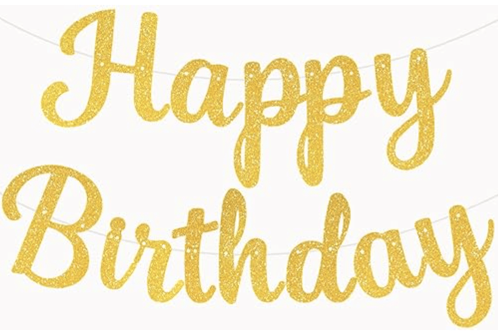 Голям Банер за рожден ден " Happy Birthday" - Глитер злато 4,5 м