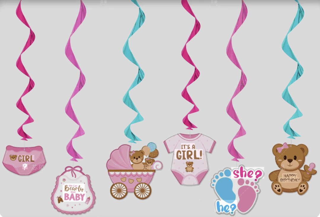Висяща декорация „It’s a Girl / Baby Girl“ – 6 броя