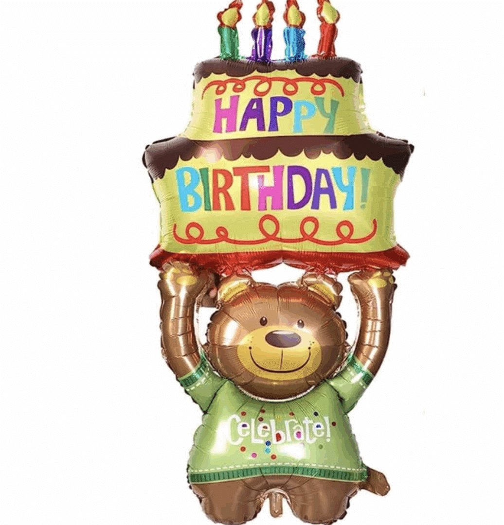 Фолиев балон - Мече с торта 123 х 59 см