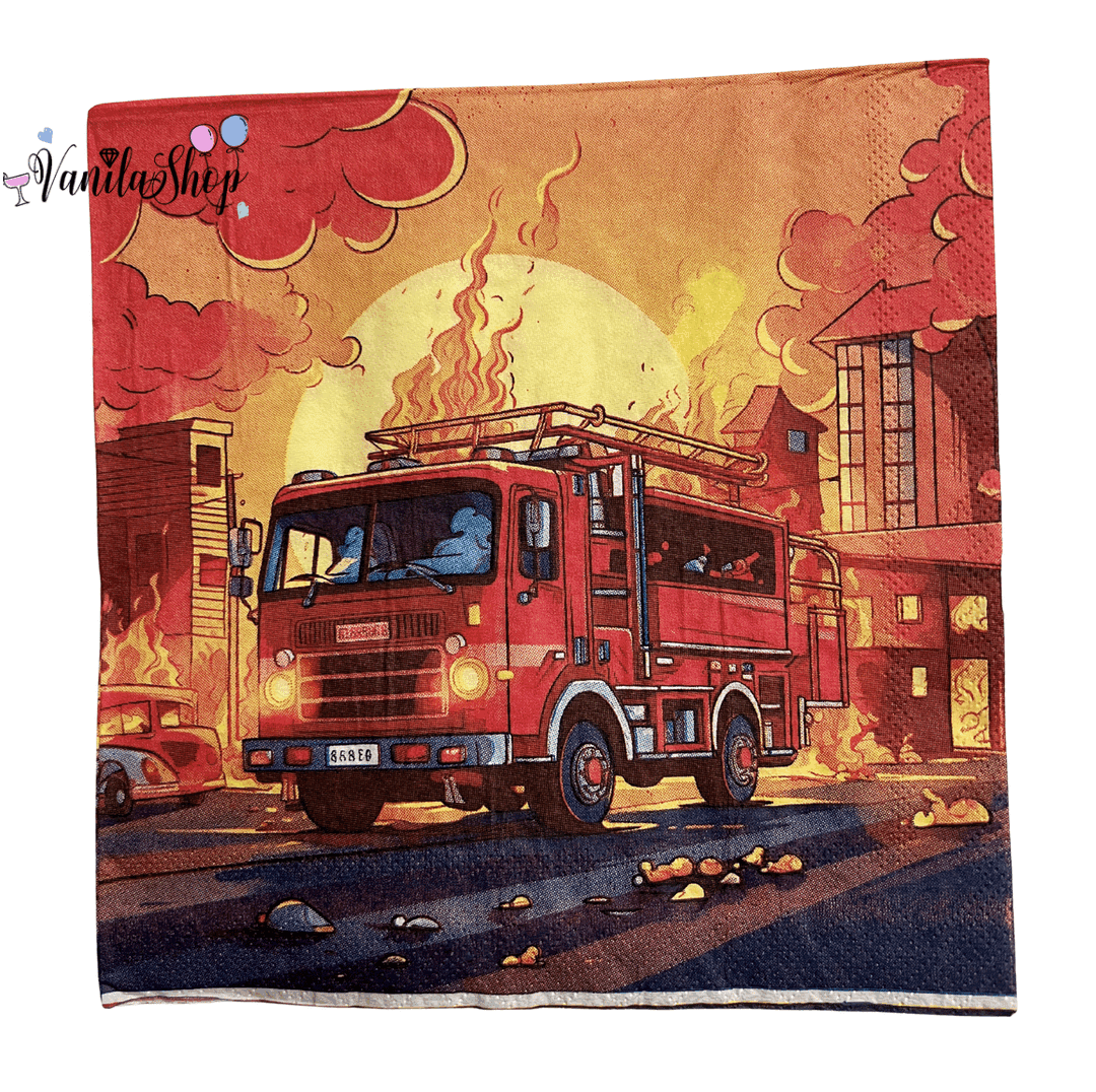 Парти салфетки „Пожарна кола“ – 20 броя