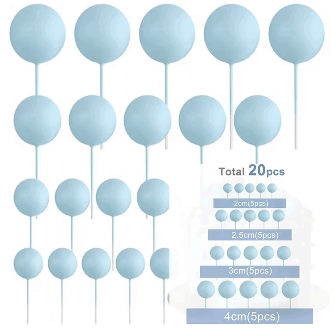 Топчета за декорация на торти - 20 броя сини