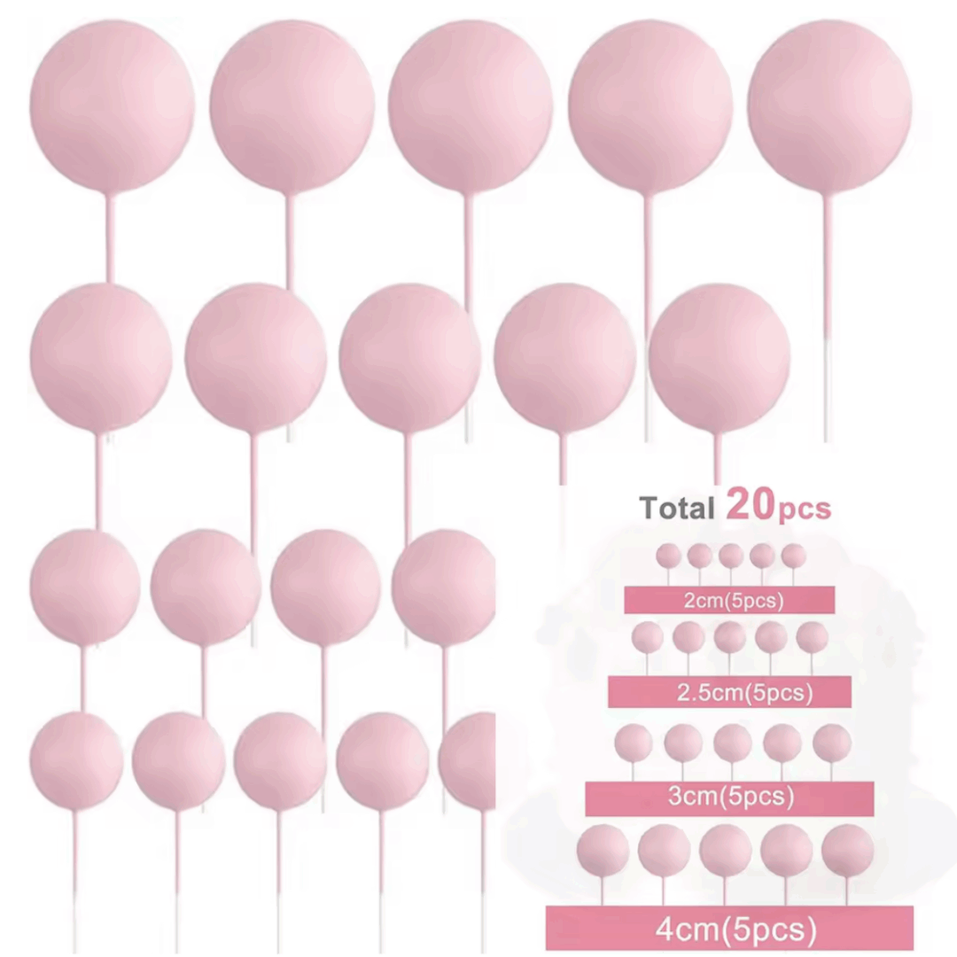 Топчета за декорация на торти - 20 броя розови