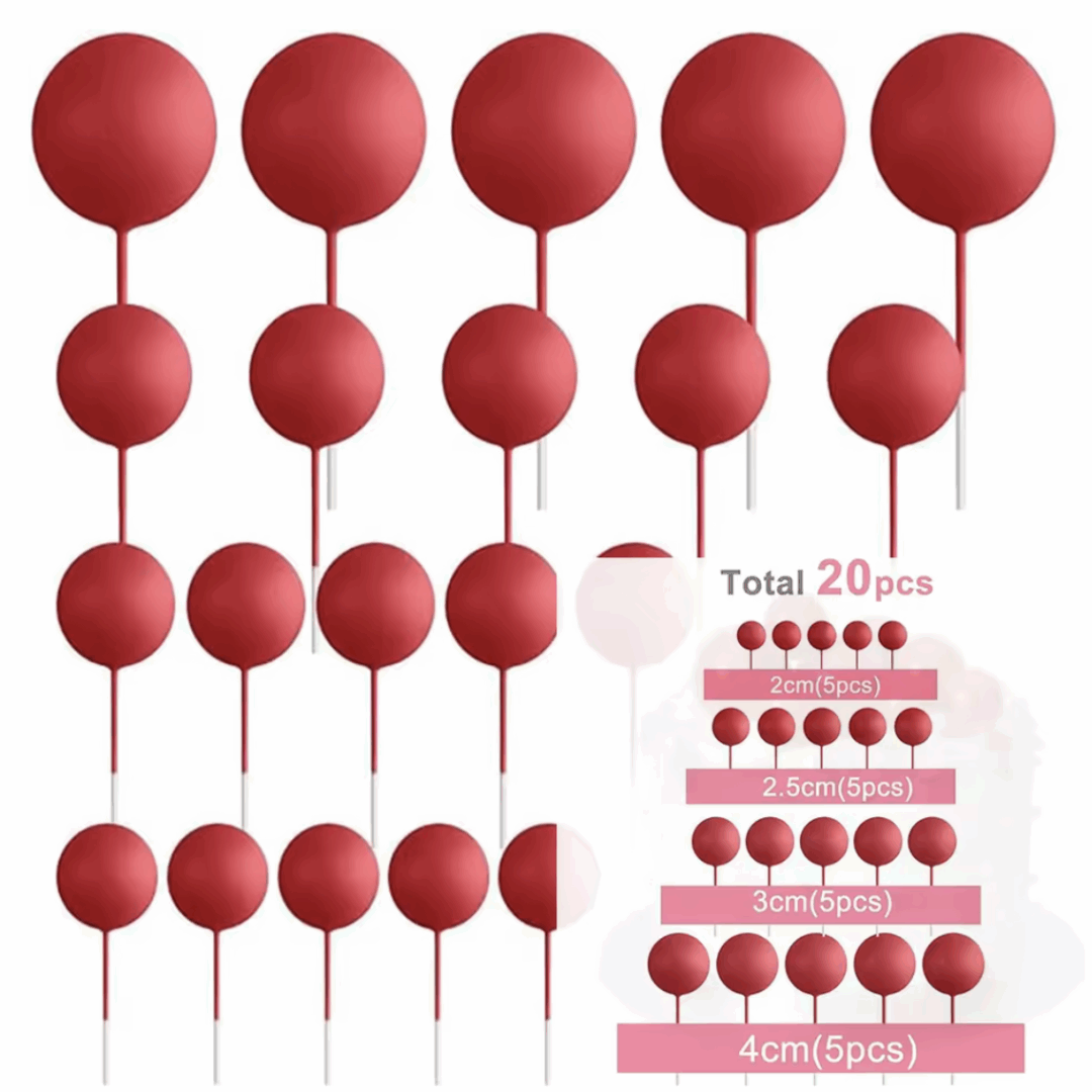 Топчета за декорация на торти - 20 броя червени