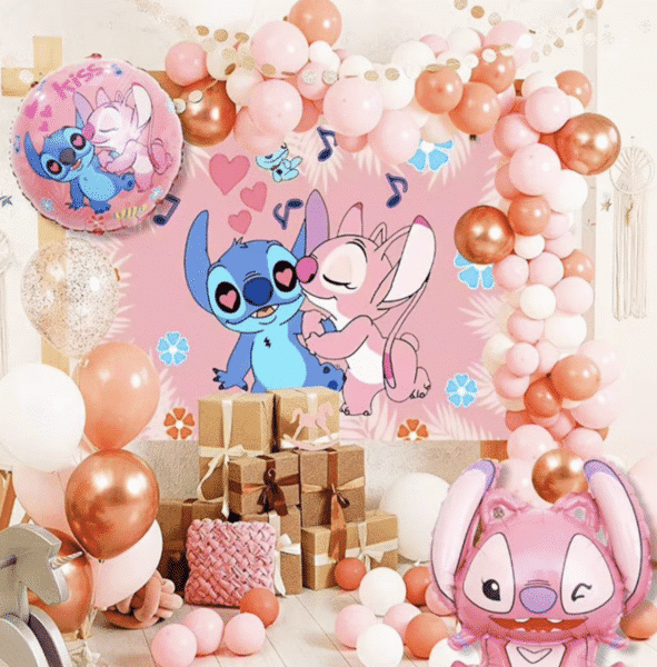 Комплект за украса с балонена арка Стич Stitch - 65 броя + помпа