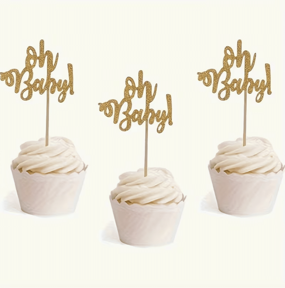 Златист Топер "Oh Baby" – Сет от 12 броя