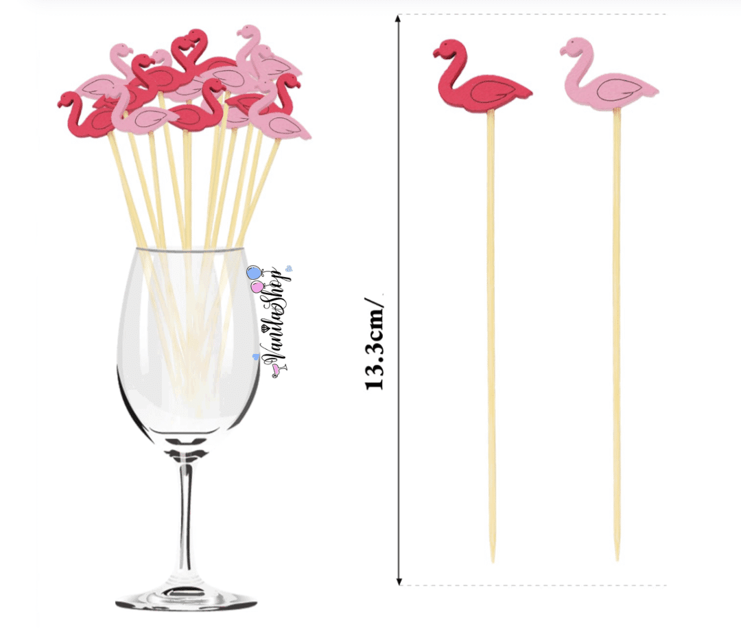 Декоративни Топери "Фламинго" – Сет от 10 броя