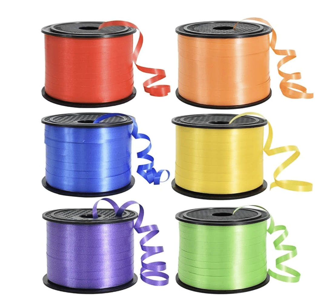 Лента за балони и подаръци на макара – 100 метра жълта