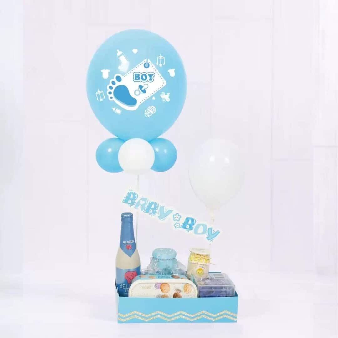 👶 Декоративен комплект балони със стойка „Baby Boy“ – 85 см