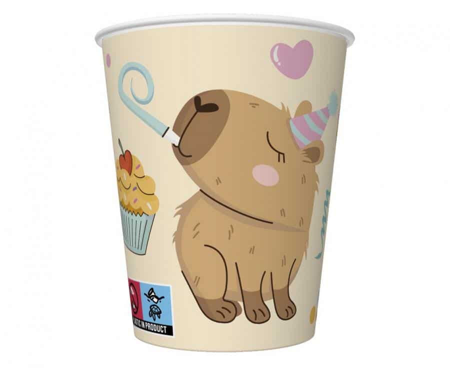 Парти чаши „Капибара" – 8 броя, 250 мл