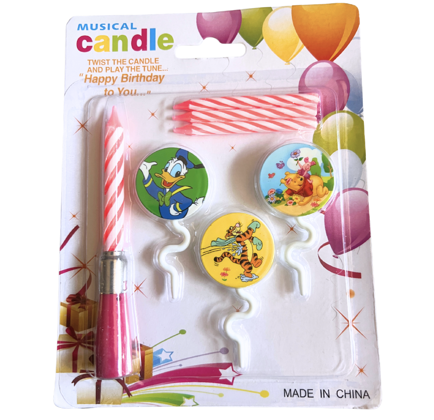 Музикална свещ за торта - Мечо Пух (Winnie the Pooh) и Donald