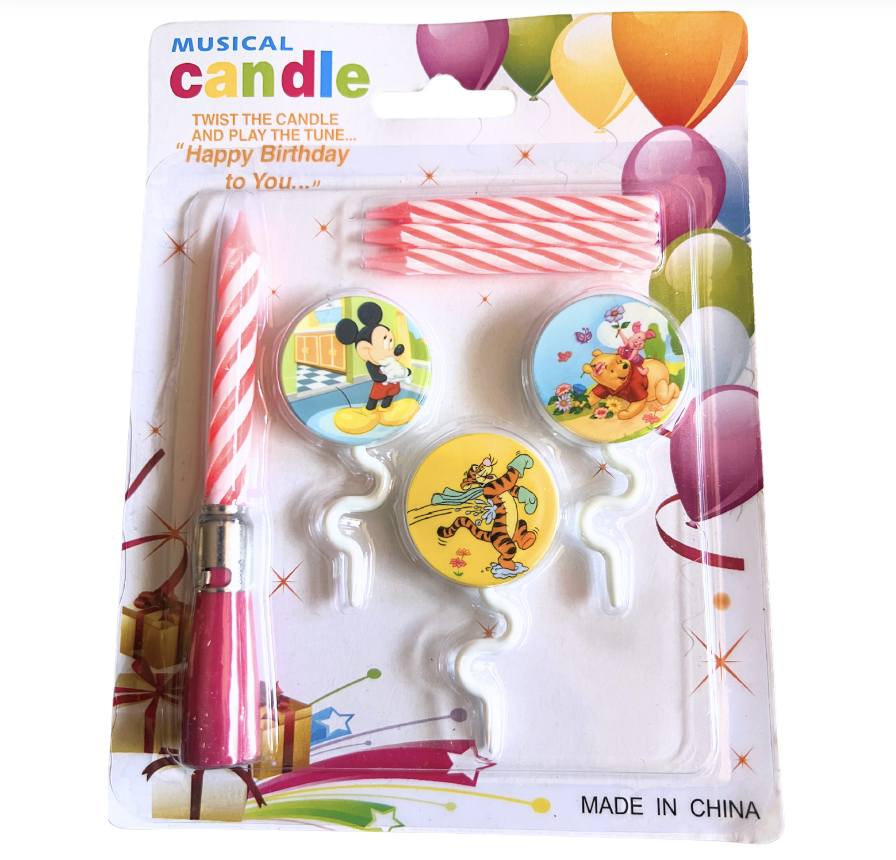 Музикална свещ за торта - Мечо Пух (Winnie the Pooh) и Мики