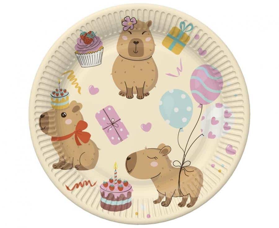 Парти чинии Капибара Capybara – 8 броя, 18 см