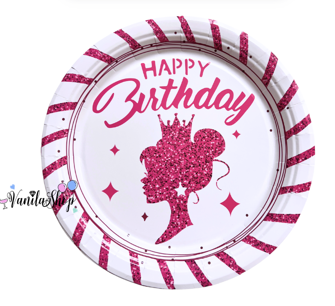Парти чинии Happy Birthday Принцеса – 18 см, 10 броя
