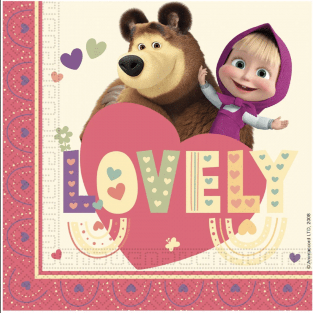 Парти салфетки Маша и Мечока( Masha and the Bear) Lovely – 20 броя