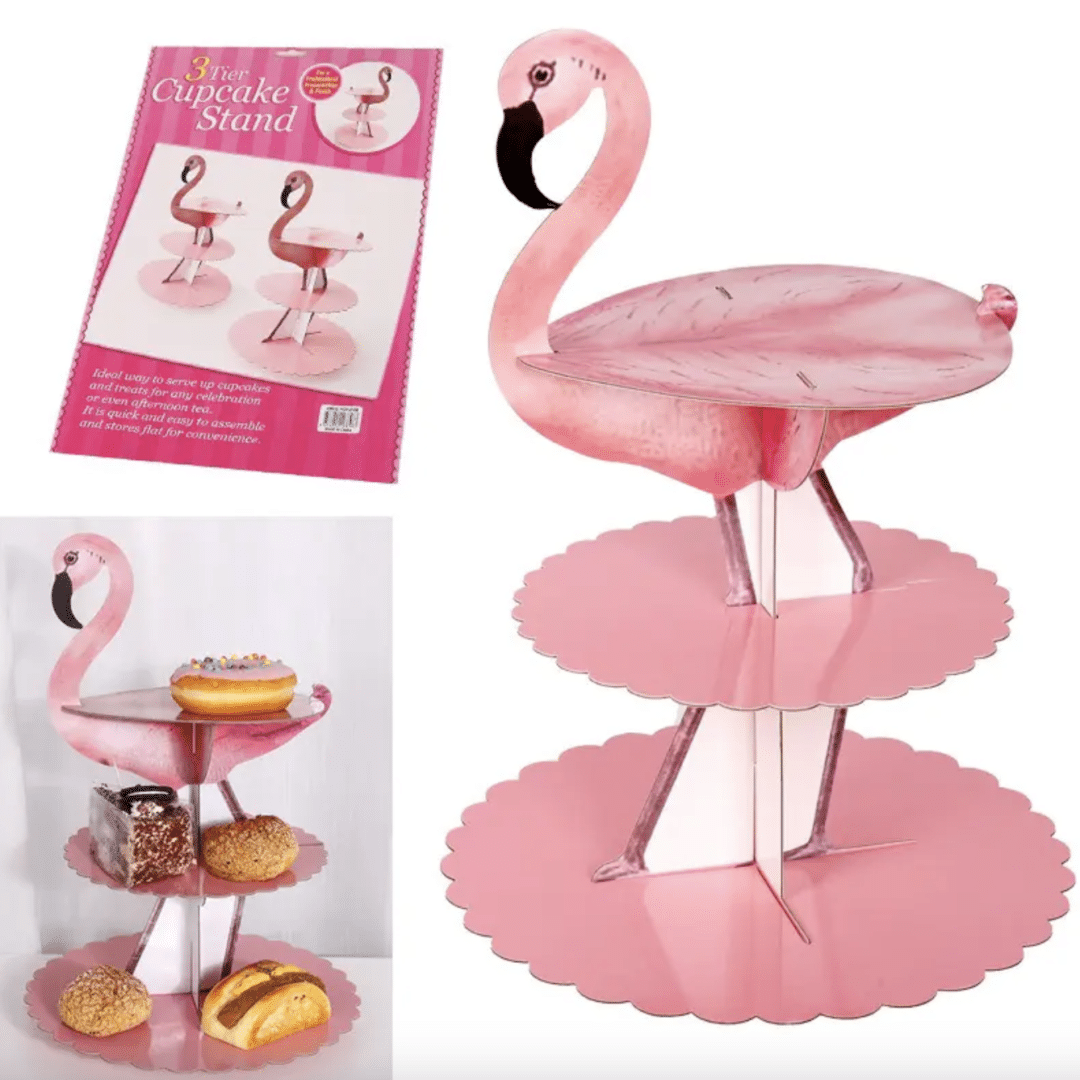 Картонена стойка за мъфини – Фламинго / 3 нива