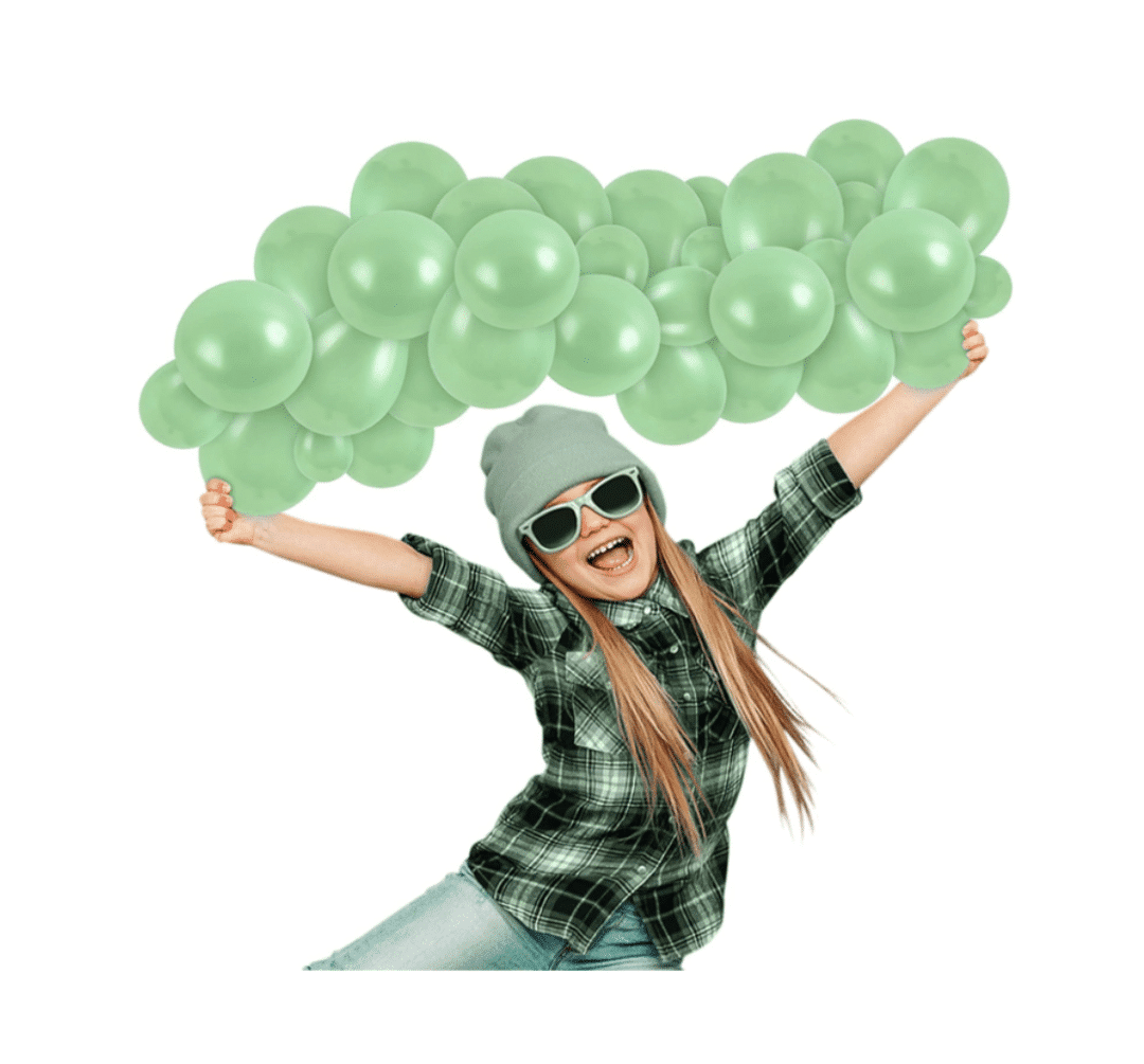 Балони металик зелени Мента (Mint Green) -13 см -20 броя