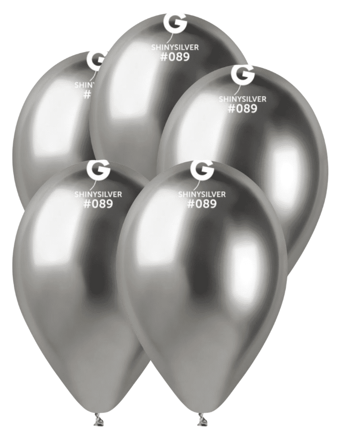 Балони хром  Shiny Silver сребро 33 см – 5 броя