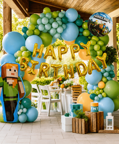Комплект балони Minecraft Happy Birthday – с помпа и аксесоари