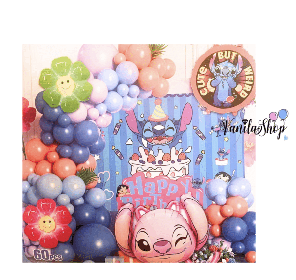 Комплект балони за арка Лило и Стич (Lilo and Stitch)- 60 броя + помпа