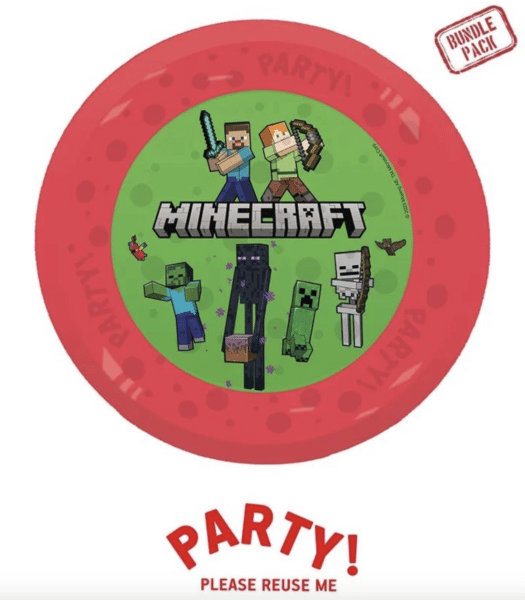Парти чинии Minecraft – 21 см, 4 броя, за многократна употреба