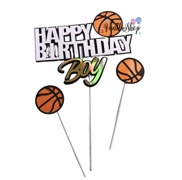 Топери за торта Баскетбол – Happy Birthday