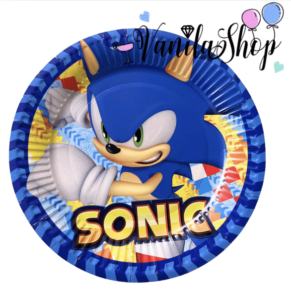 Парти чинии Соник (Sonic) - 10 броя 18 см
