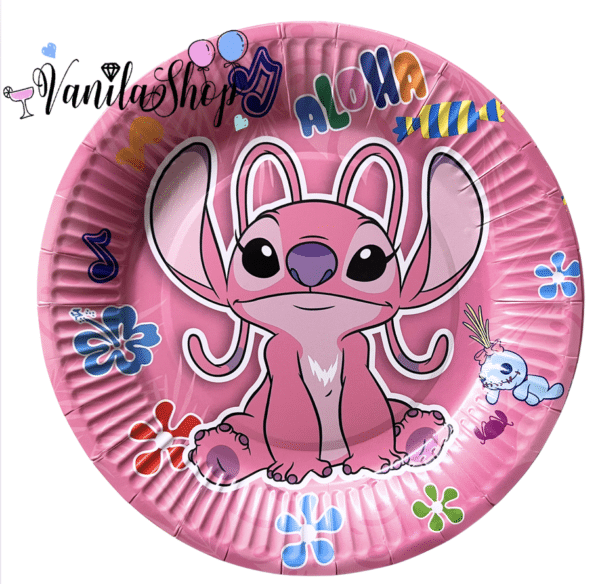 Чинии Стич (Lilo & Stitch) - 10 броя -18 см в розово