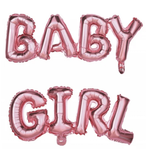 Фолиев балон надпис „BABY GIRL“ – розов