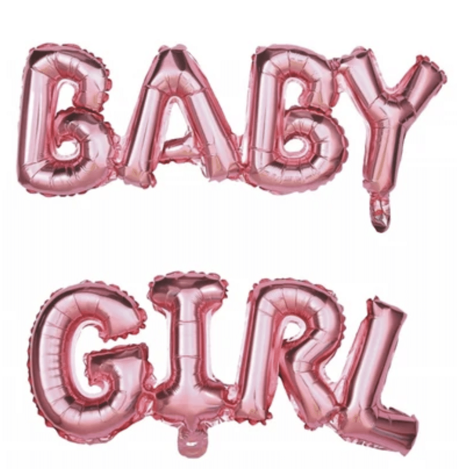 Фолиев балон надпис „BABY GIRL“ – розов