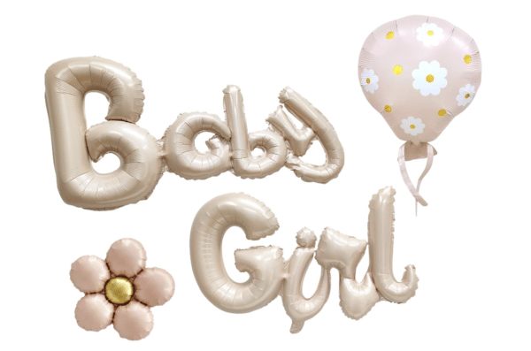 Комплект фолиеви балони „Baby Girl“ – бежово и розово