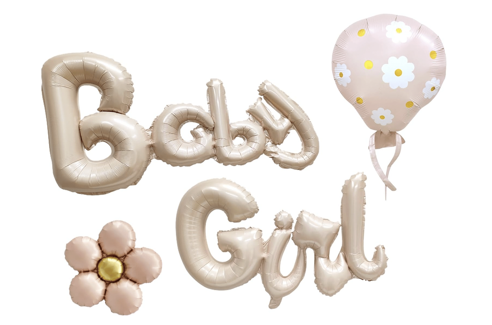 Комплект фолиеви балони „Baby Girl“ – бежово и розово