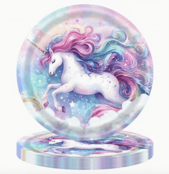Парти чинии Еднорог (Unicorn) - 10 броя - 23 см